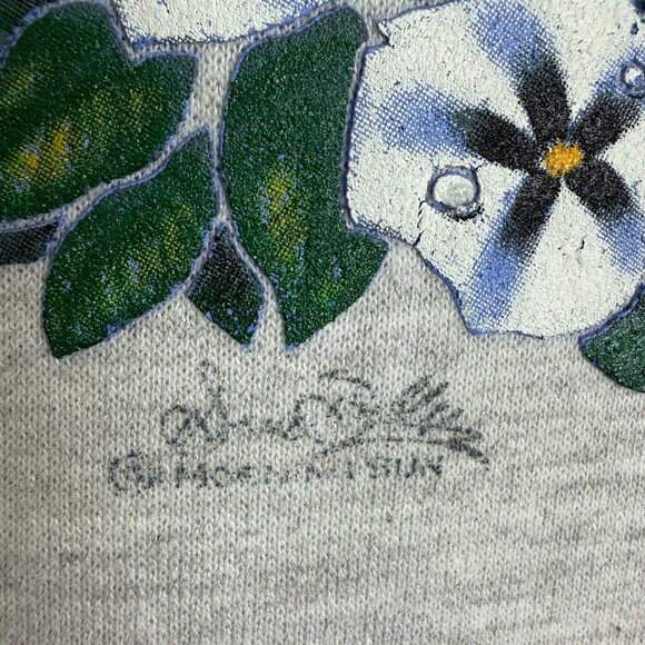 Vtg 90s Morning Sun 3X Collared Sweatshirt Textured Graphic Birds at Birdbath - Picture 5 of 11